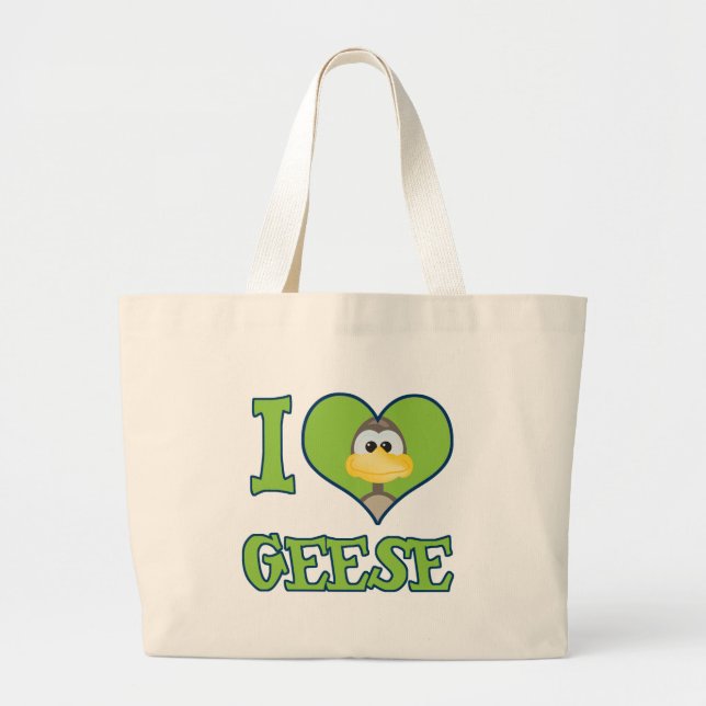 Bolsa Tote Grande Eu amo gansos (Frente)