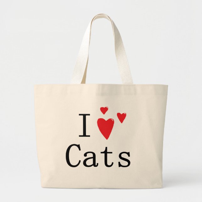 Bolsa Tote Grande Eu amo gatos (Frente)