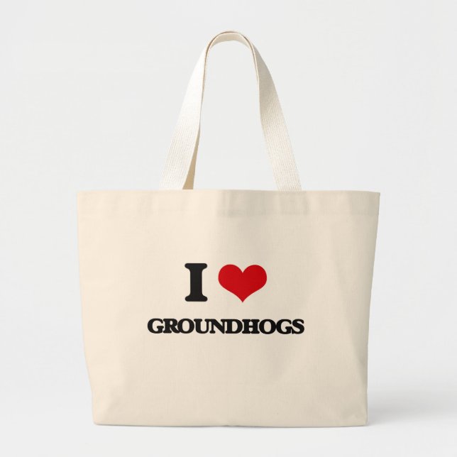 Bolsa Tote Grande Eu amo Groundhogs (Frente)