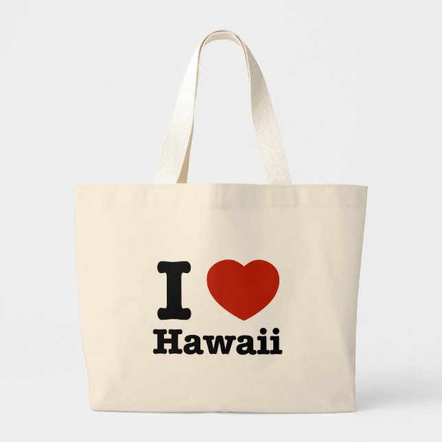 Bolsa Tote Grande Eu amo Hawai (Frente)