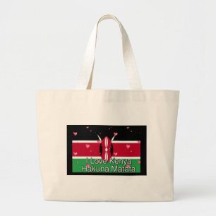 Bolsa Tote Grande Eu Amo! Kenya Hakuna Matata