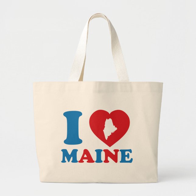 Bolsa Tote Grande Eu amo Maine (Frente)