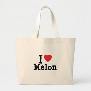 Bolsa Tote Grande Eu amo Melon Heart Shirt