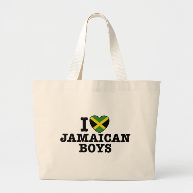 Bolsa Tote Grande Eu amo meninos jamaicanos (Frente)