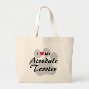 Bolsa Tote Grande Eu amo meu Airedale Terrier