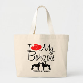 Bolsa Tote Grande Eu Amo Meu Bag Borzois