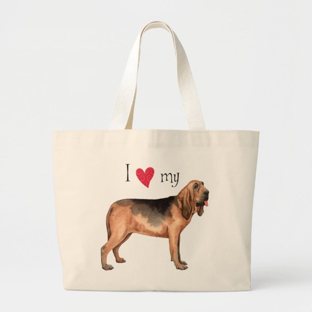 Bolsa Tote Grande Eu amo meu Bloodhound (Frente)