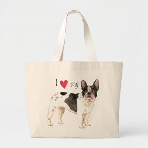 Bolsa Tote Grande Eu amo meu Buldogue Francês