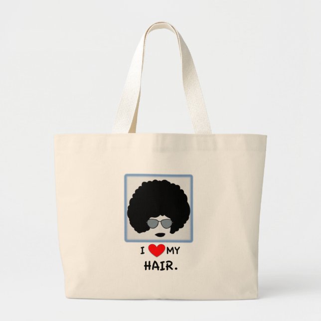 Bolsa Tote Grande Eu amo meu cabelo - Afro (Frente)