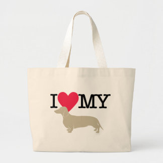 Bolsa Tote Grande Eu amo meu Dachshund!