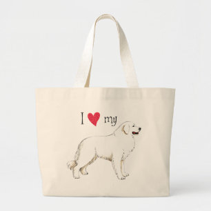 Bolsa Tote Grande Eu amo meu Excelente Pirenéus Grande Saco de Tote
