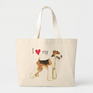 Bolsa Tote Grande Eu amo meu Fox Terrier do fio
