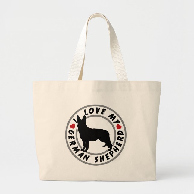 Bolsa Tote Grande Eu amo meu German shepherd (Frente)