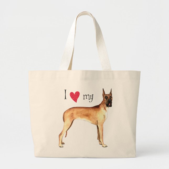 Bolsa Tote Grande Eu Amo Meu Grande Dane (Frente)