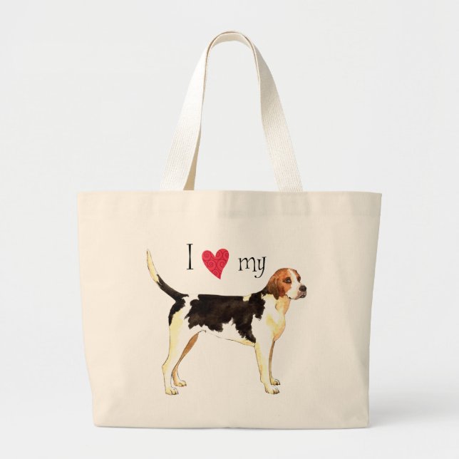 Bolsa Tote Grande Eu Amo meu Inglês Foxhound (Frente)
