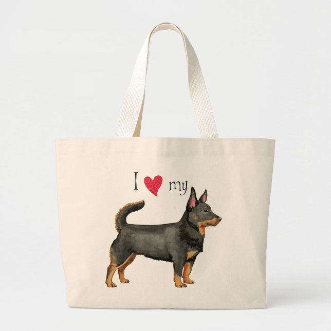 Bolsa Tote Grande Eu amo meu Lancashire Heeler (Frente)