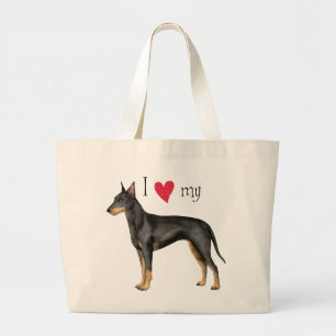 Bolsa Tote Grande Eu amo meu Manchester Terrier