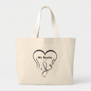 Bolsa Tote Grande Eu Amo Meu Melhor Amigo Personalizado • Você = ♥