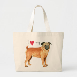 Bolsa Tote Grande Eu amo meu pequeno Brabancon