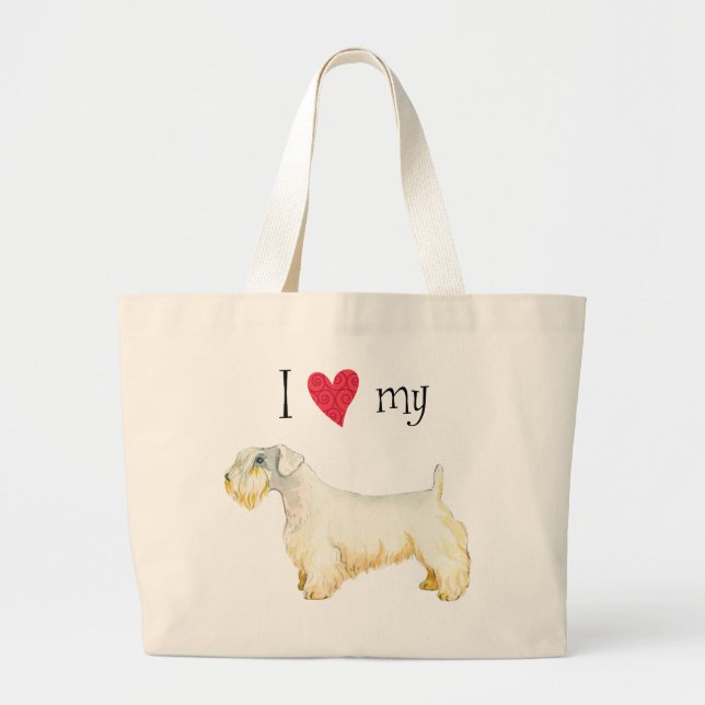 Bolsa Tote Grande Eu amo meu Salyham Terrier Large Tote Bag (Frente)