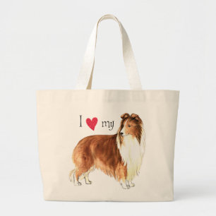 Bolsa Tote Grande Eu amo meu Sheltie