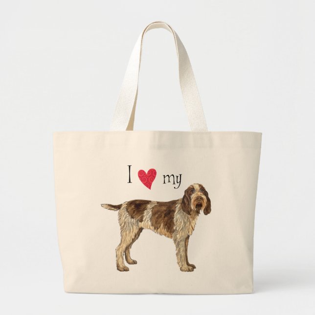 Bolsa Tote Grande Eu amo meu Spinone Italiano (Frente)
