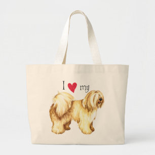 Bolsa Tote Grande Eu amo meu Terrier tibetano