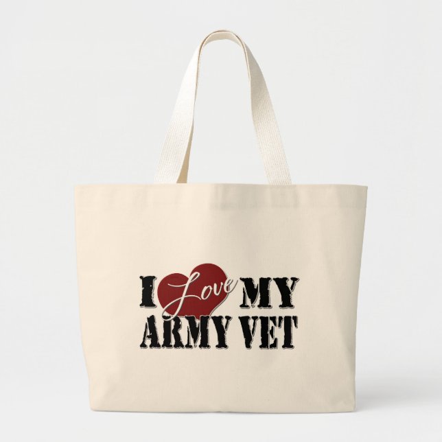 Bolsa Tote Grande Eu amo meu veterinário do exército (Frente)