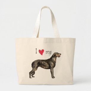 Bolsa Tote Grande Eu amo meu Wolfhound irlandês