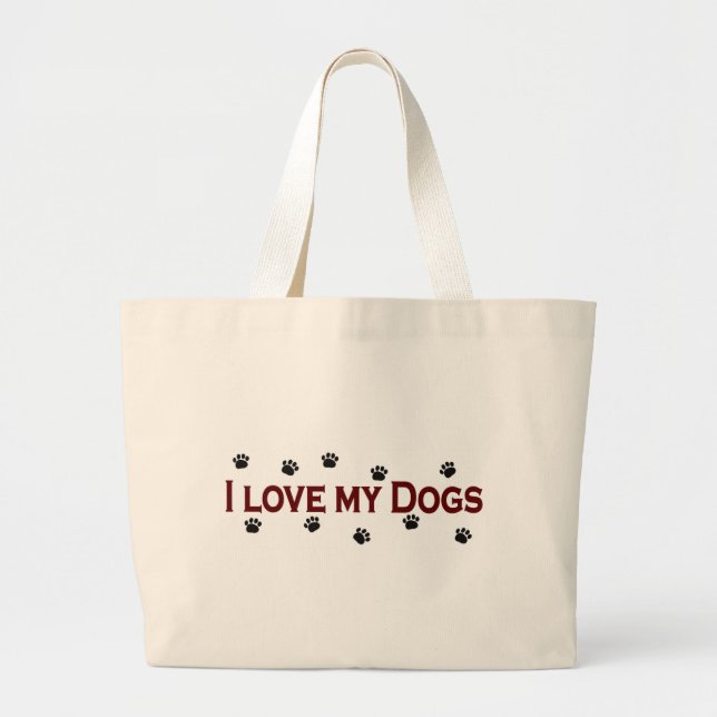 Bolsa Tote Grande Eu amo meus cães (Frente)