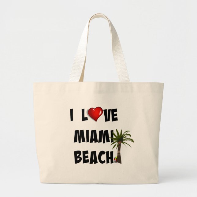 Bolsa Tote Grande Eu Amo Miami Beach (Frente)