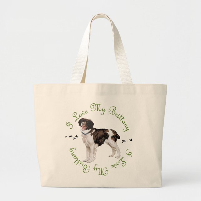 Bolsa Tote Grande Eu Amo Minha Brittany (Frente)