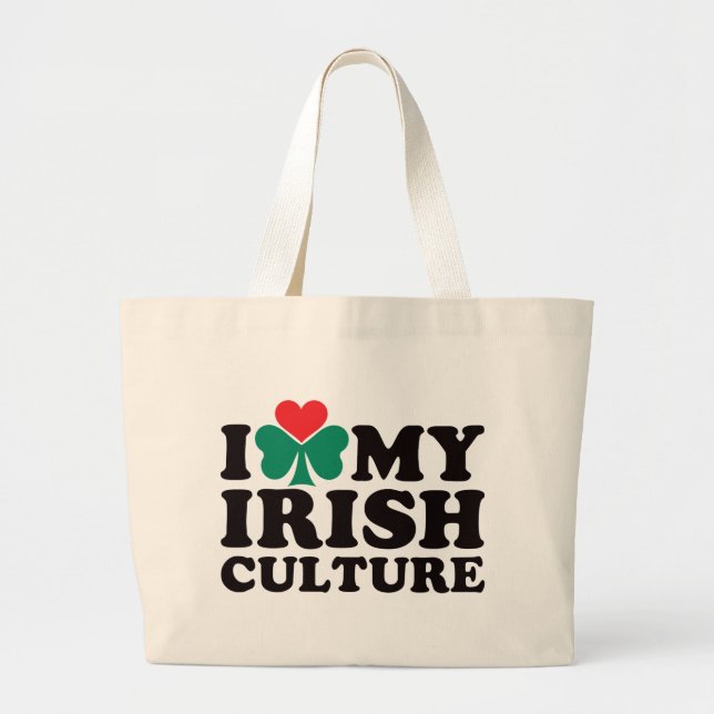 Bolsa Tote Grande Eu amo minha cultura irlandesa (Frente)