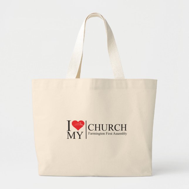Bolsa Tote Grande Eu amo minha igreja (Frente)