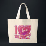Bolsa Tote Grande Eu Amo Minha Mamãe rosa/púrpura - coração<br><div class="desc">Eu Amo Minha Mamãe rosa/púrpura - coração</div>