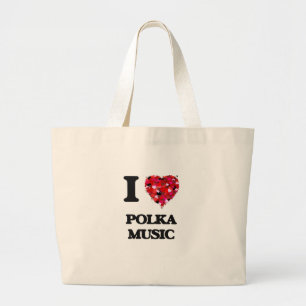 Bolsa Tote Grande Eu amo minha MÚSICA da POLCA