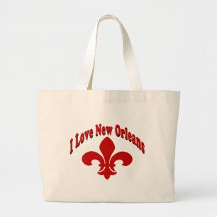 Bolsa Tote Grande Eu Amo Nova Orleans Fleur De Lis