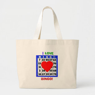 BOLSA TOTE GRANDE EU AMO O BINGO!  SACO