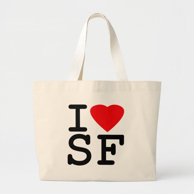 Bolsa Tote Grande Eu amo o coração San Francisco (Frente)