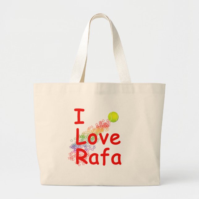 Bolsa Tote Grande Eu amo o design do tênis de Rafa (Frente)