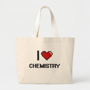 Bolsa Tote Grande Eu amo o design retro de Digitas da química