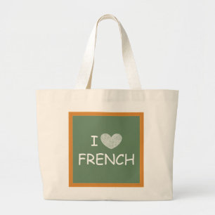 Bolsa Tote Grande Eu amo o francês