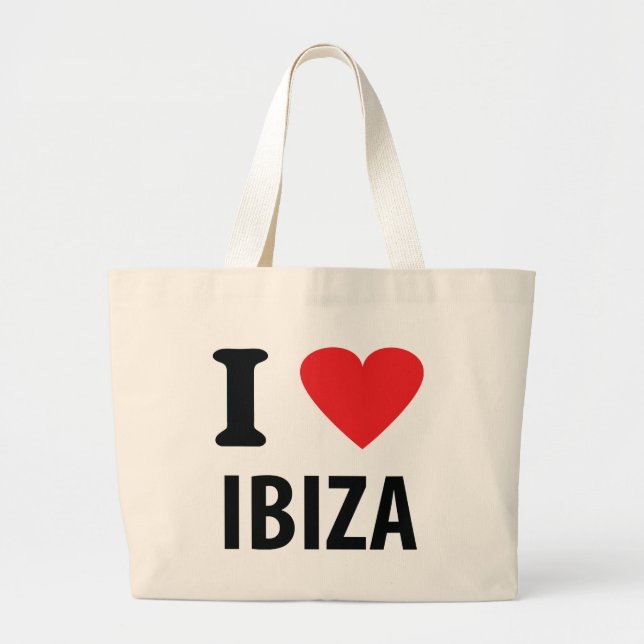 Bolsa Tote Grande Eu amo o ícone de Ibiza (Frente)