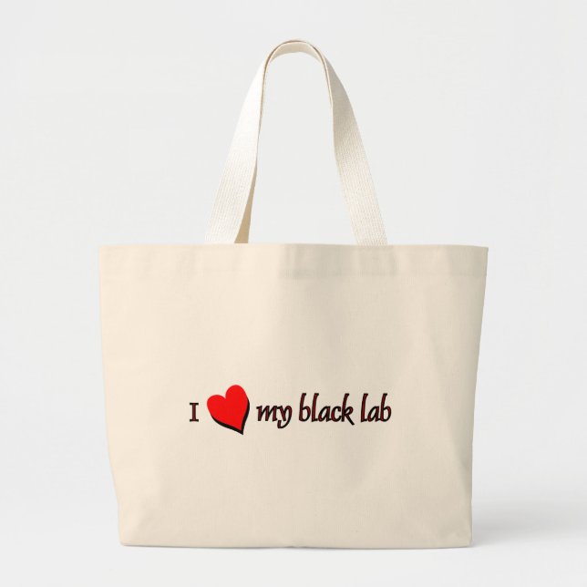 Bolsa Tote Grande Eu amo o meu Labrador Negro (Frente)