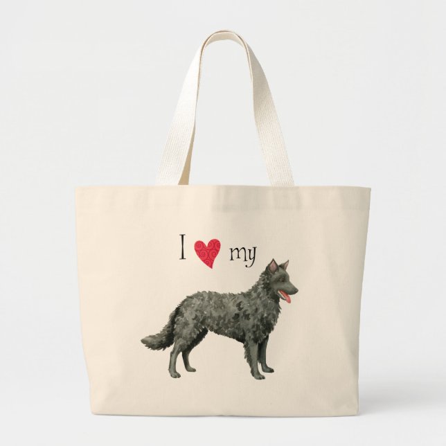 Bolsa Tote Grande Eu amo o meu Mudi (Frente)