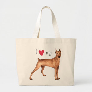 Bolsa Tote Grande Eu Amo o meu Pinscher Alemão