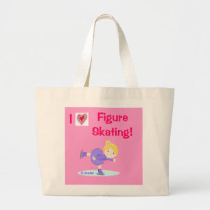 Bolsa Tote Grande Eu amo o patinagem artística! sacola enorme