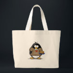 Bolsa Tote Grande Eu amo o pinguim dos Latkes<br><div class="desc">Um pinguim do feriado do divertimento apenas para o Hanukkah. Mostre fora seu espírito do feriado com este pinguim loving do latke bonito.</div>