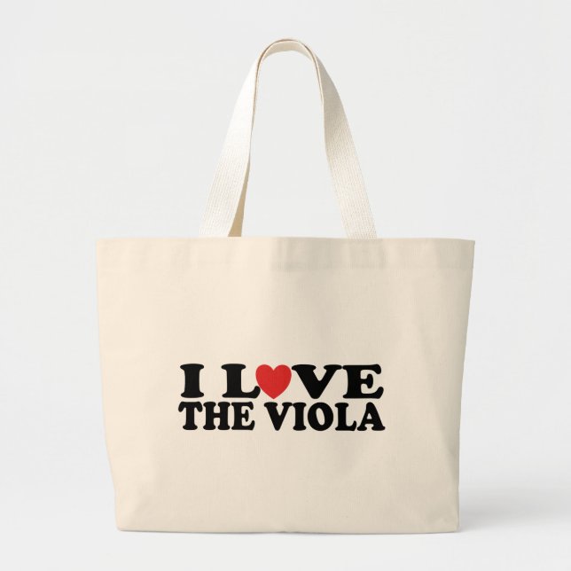 Bolsa Tote Grande Eu amo o presente da viola (Frente)