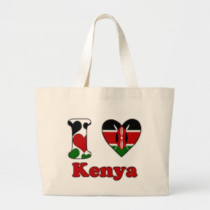 Bolsa Tote Grande Eu amo o Quênia